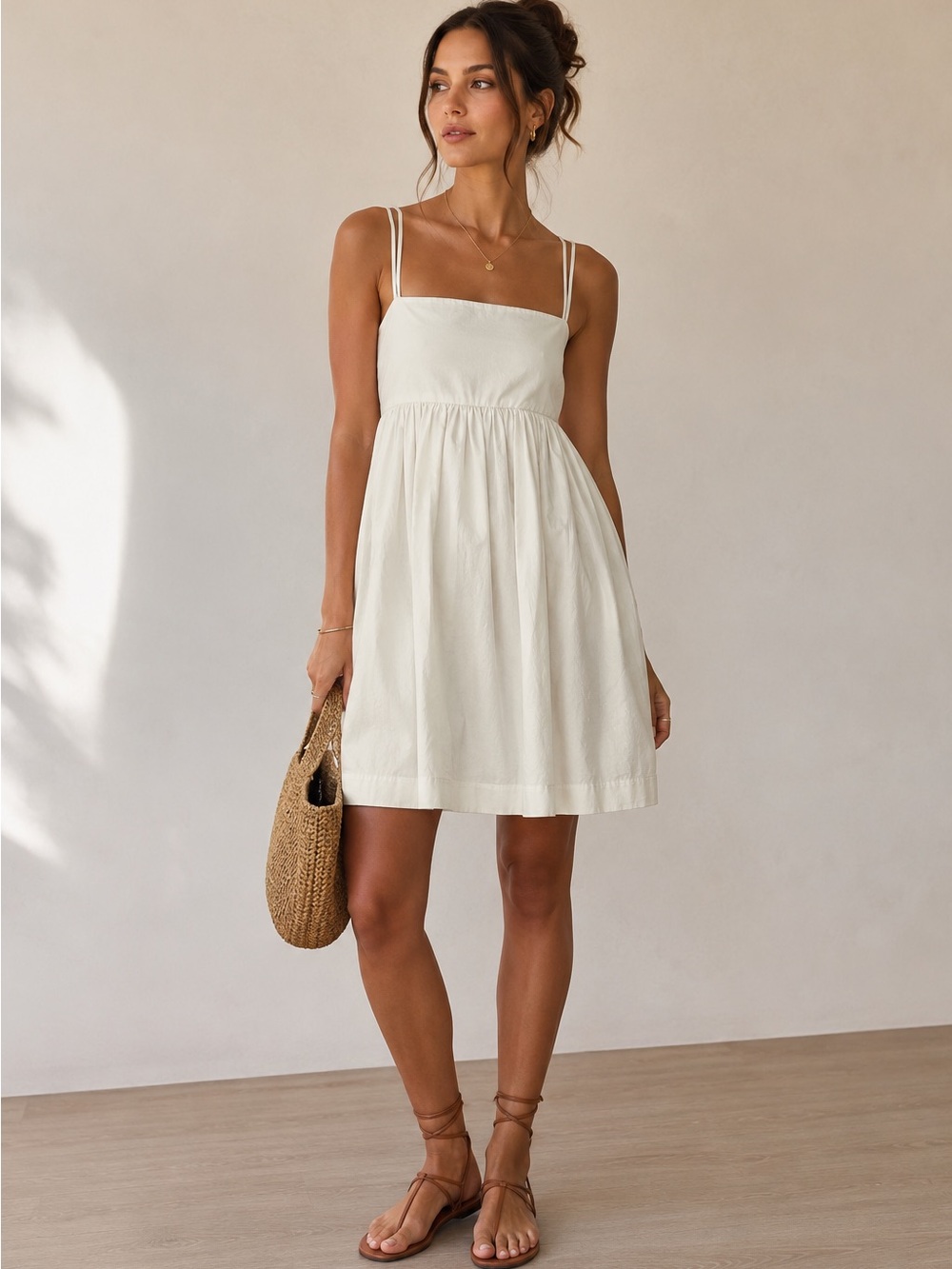 WILLOW LTD White Babydoll Mini Dress